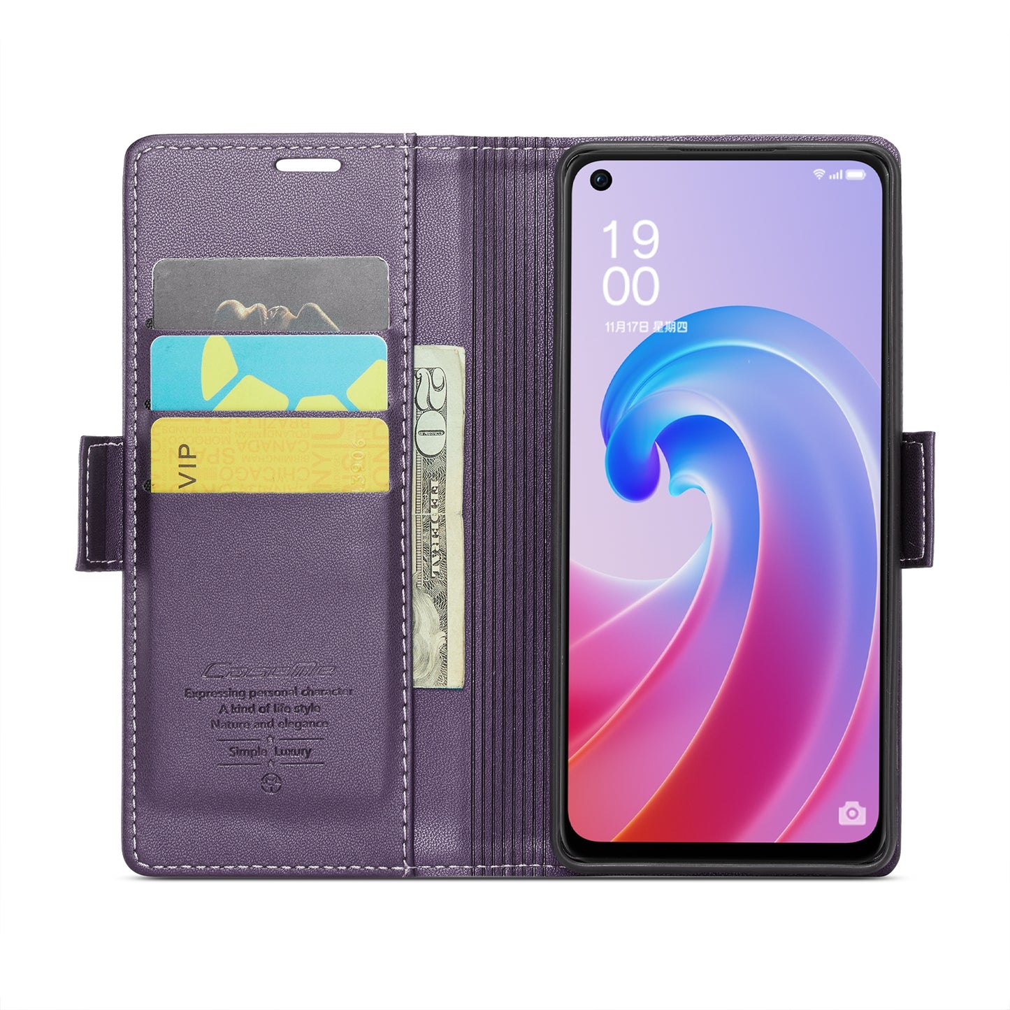 OPPO A36 4G Litchi Texture RFID Anti-theft Leather Phone Case with Butterfly Buckle, Stand & Card Wallet with TPU Shell