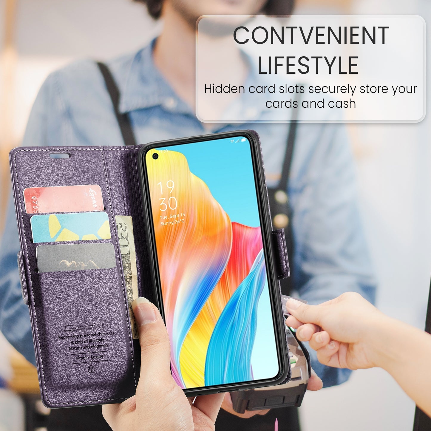 OPPO A78 4G Litchi Texture RFID Anti-theft Leather Phone Case with Butterfly Buckle, Stand & Card Wallet with TPU Shell