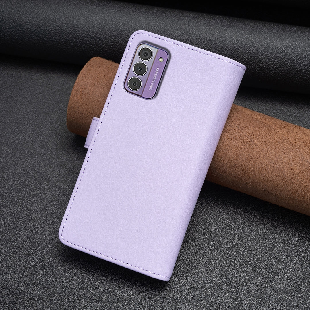 Nokia G42 Leather Flip Phone Case with 9 Card Slots, Zipper Wallet & Detachable Wristlet Strap