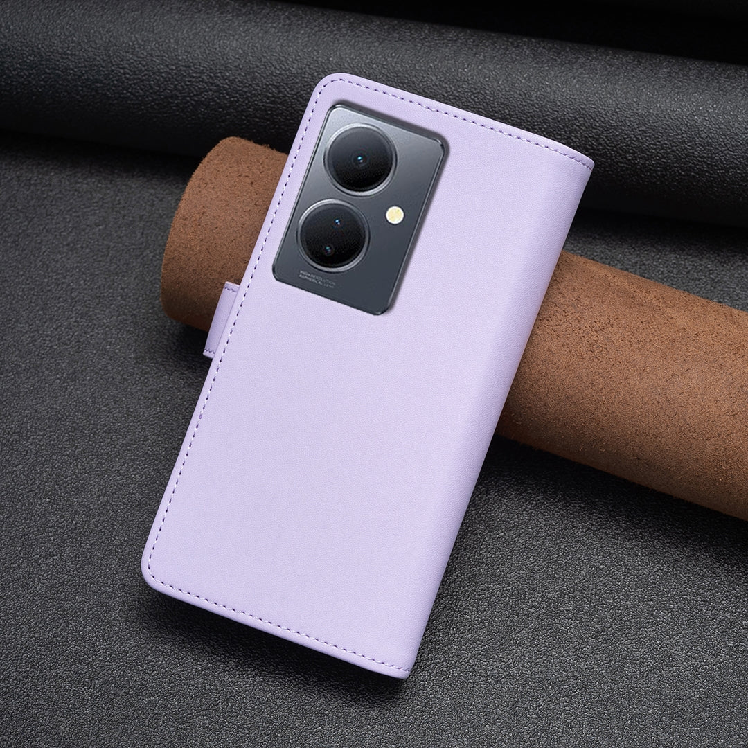 vivo Y78 5G Leather Flip Phone Case with 9 Card Slots, Zipper Wallet & Detachable Wristlet Strap