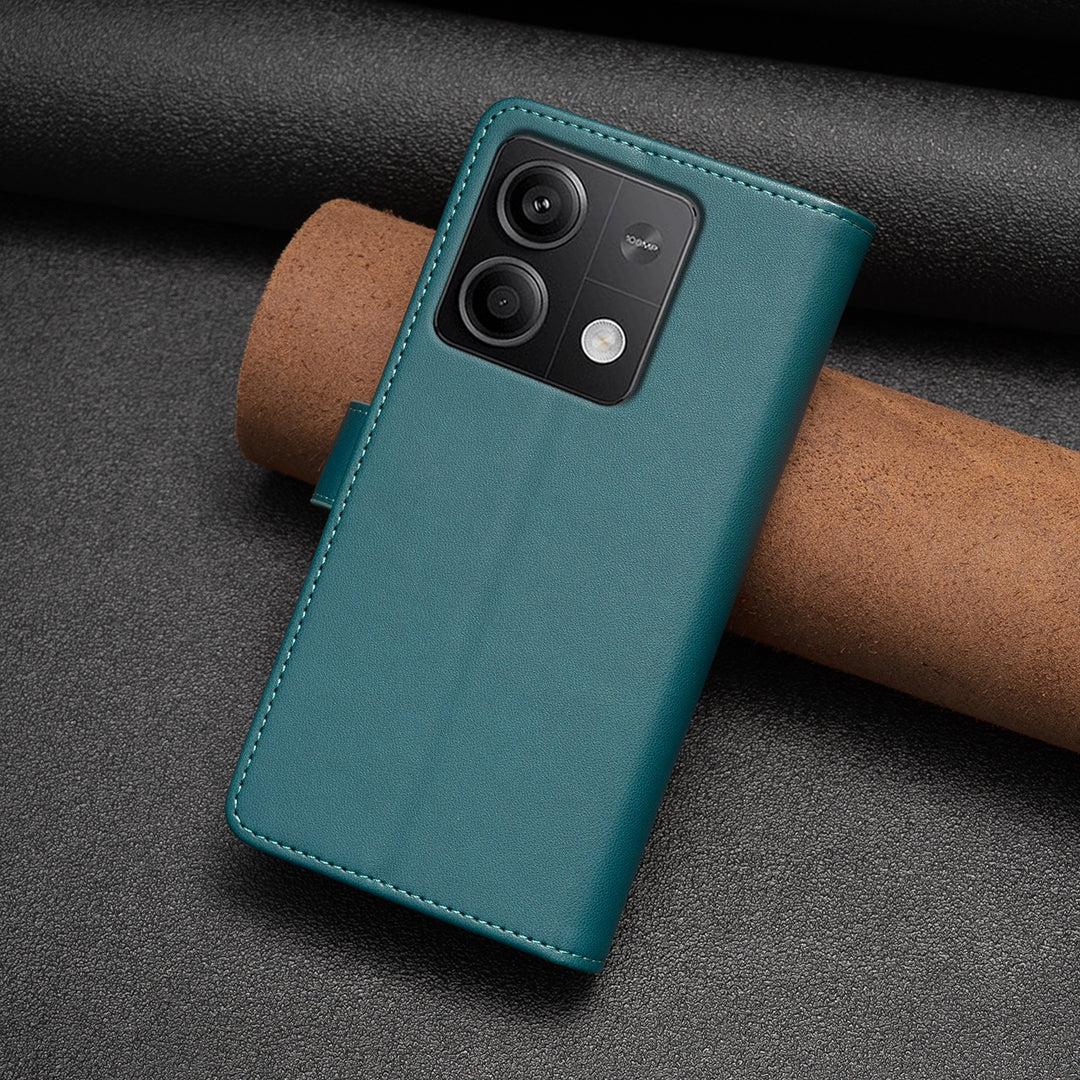 Xiaomi Redmi Note 13 Leather Flip Phone Case with 9 Card Slots, Zipper Wallet & Detachable Wristlet Strap