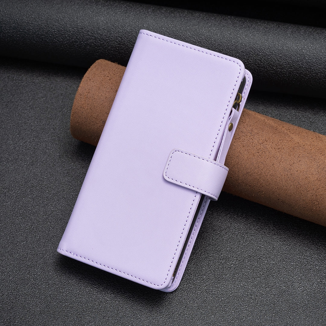 Xiaomi Redmi Note 13 Pro 4G Global Leather Flip Phone Case with 9 Card Slots, Zipper Wallet & Detachable Wristlet Strap