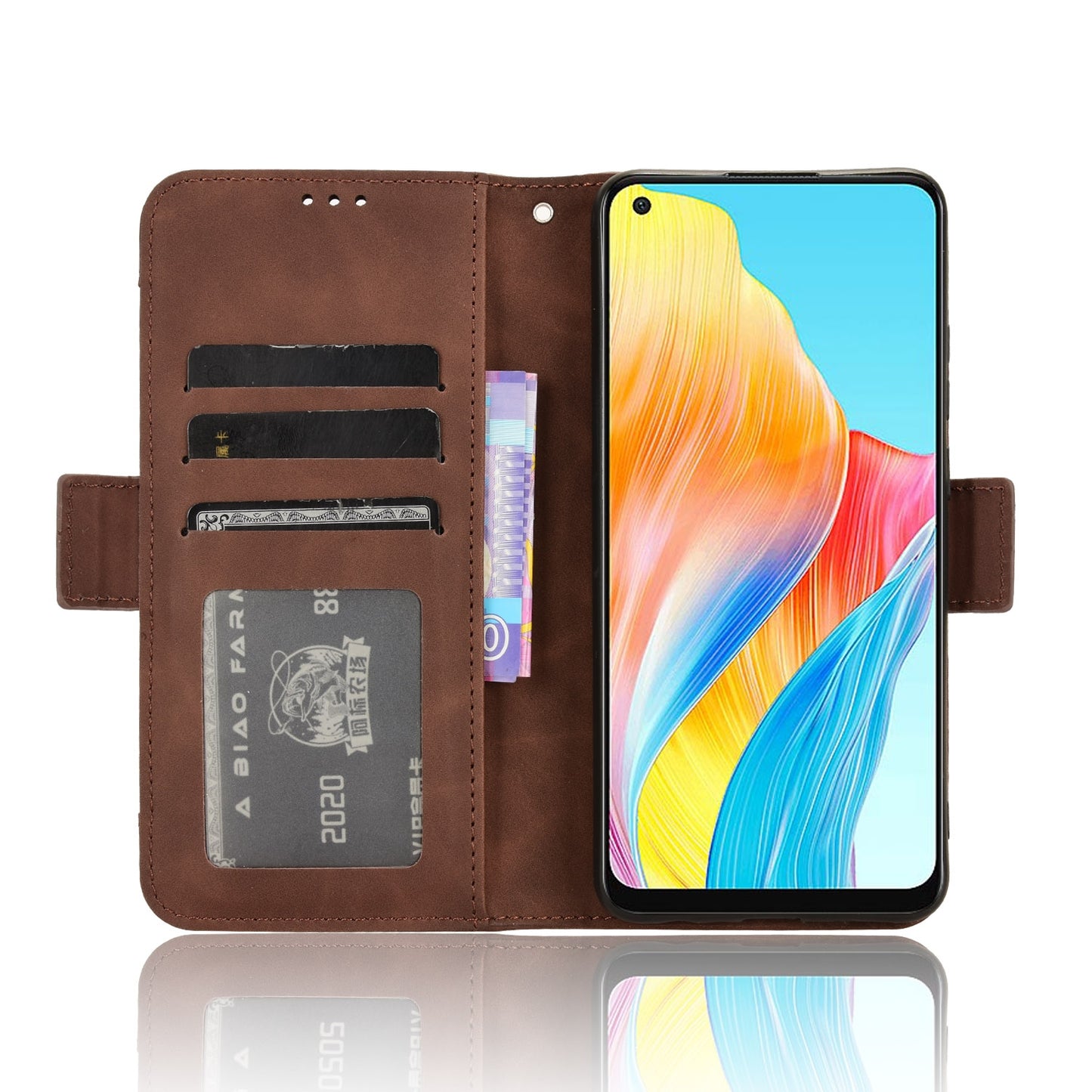 OPPO A78 4G Skin Feel PU Leather Wallet Phone Case with Card Slots, Cash Pocket, Magnetic Closure, Built-In Stand, Full Protection TPU Cover