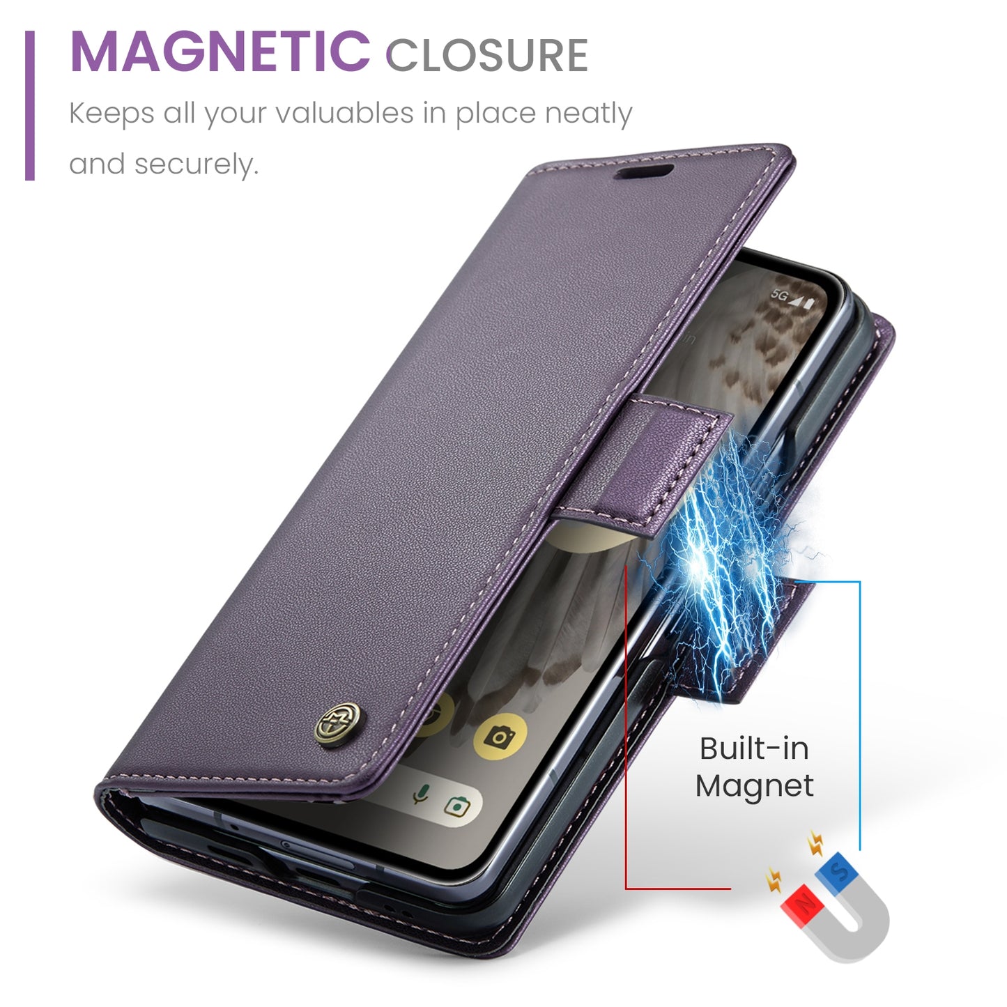 Google Pixel Fold Litchi Texture RFID Anti-theft Leather Phone Case with Butterfly Buckle, Stand & Card Wallet with TPU Shell