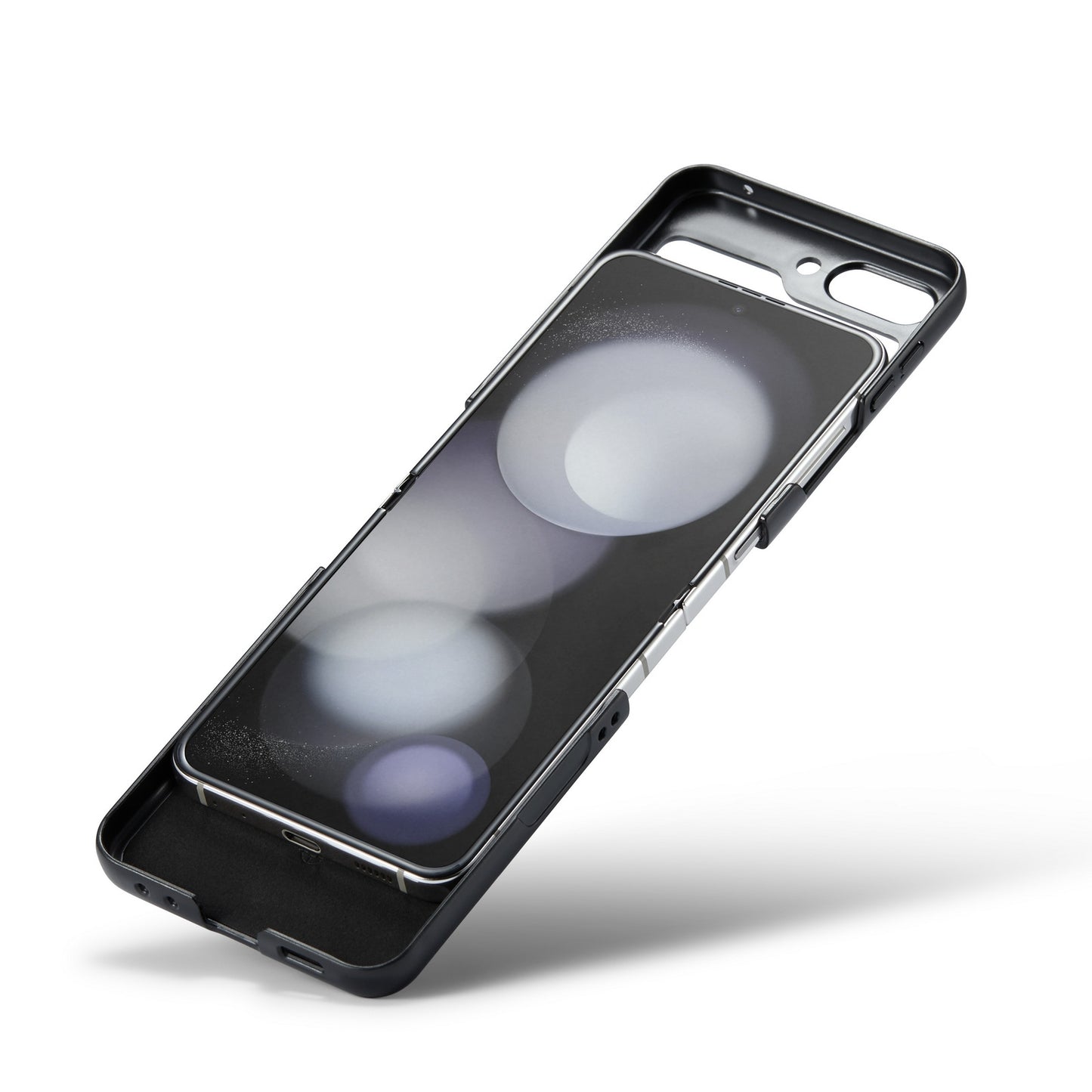 Samsung Galaxy Z Flip5 Litchi Texture RFID Anti-theft Leather Phone Case with Butterfly Buckle, Stand & Card Wallet with TPU Shell