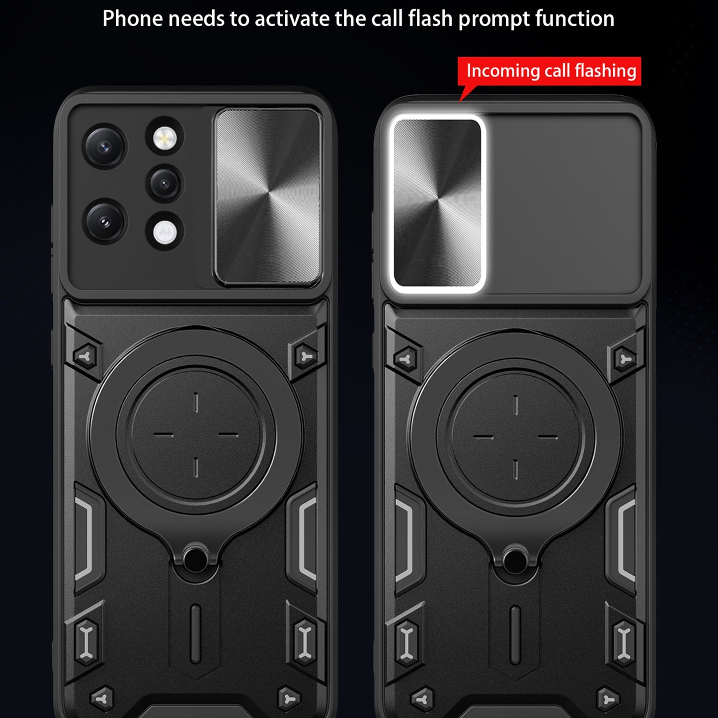 Xiaomi Redmi 12 4G Magnetic Holder CD Texture Sliding Camshield Phone Case, TPU PC Shockproof Cover