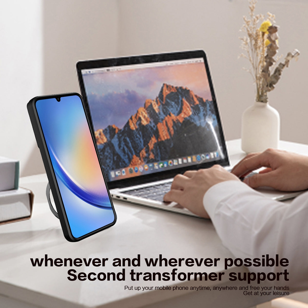 Samsung Galaxy A35 5G Magnetic Holder CD Texture Sliding Camshield Phone Case, TPU PC Shockproof Cover
