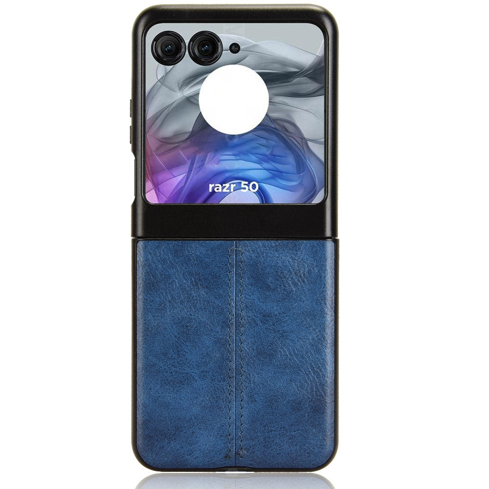 Motorola Razr 50 Cow Pattern Sewing Back Cover Phone Case - Premium PU Leather Texture PC + TPU Shockproof Protective Case, Scratch Resistant Slim Lightweight Anti-Fingerprint Full Coverage Mobile Cover