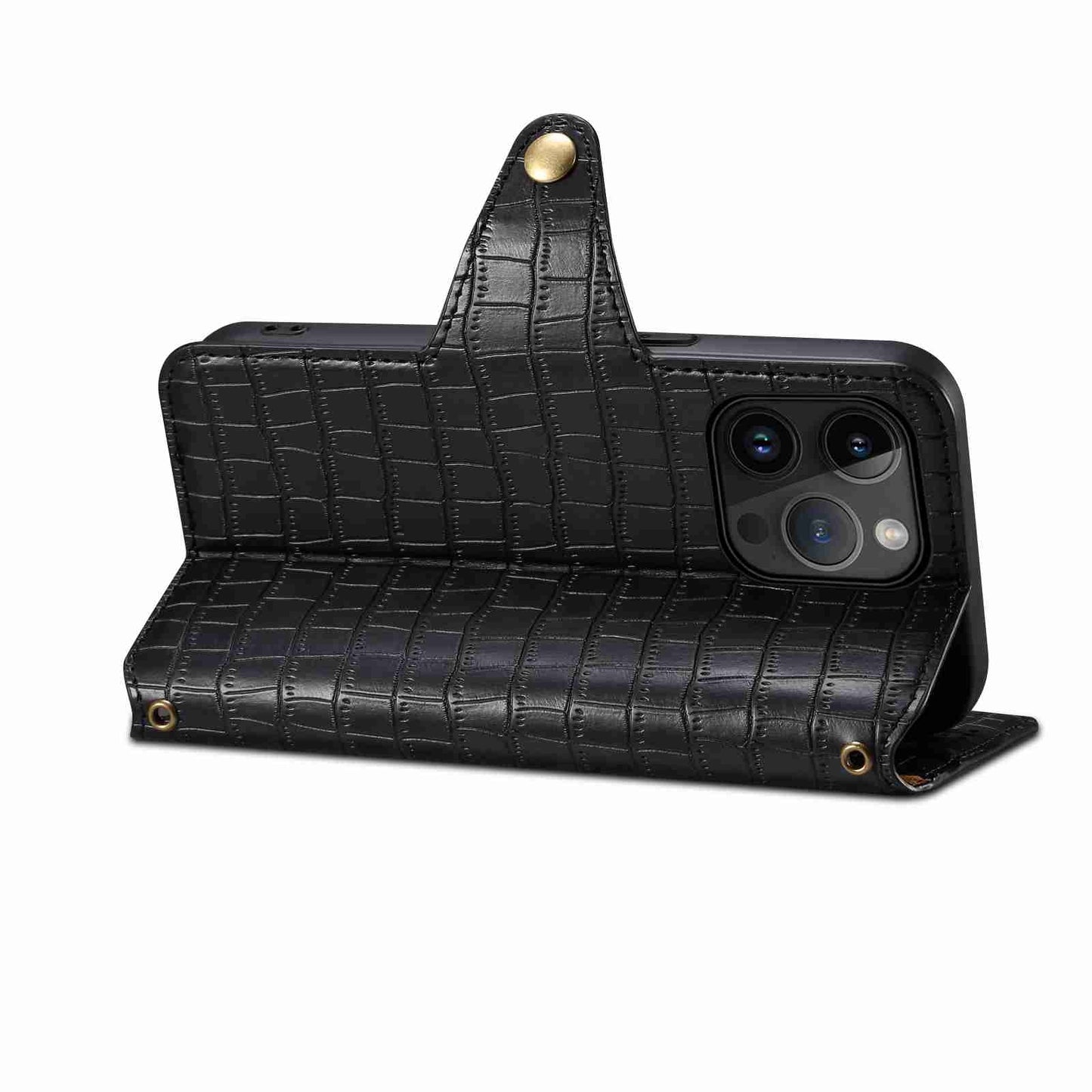 iPhone 11 Pro Denior Crocodile Texture Oil Edge Leather Phone Case with Card Wallet and Kickstand