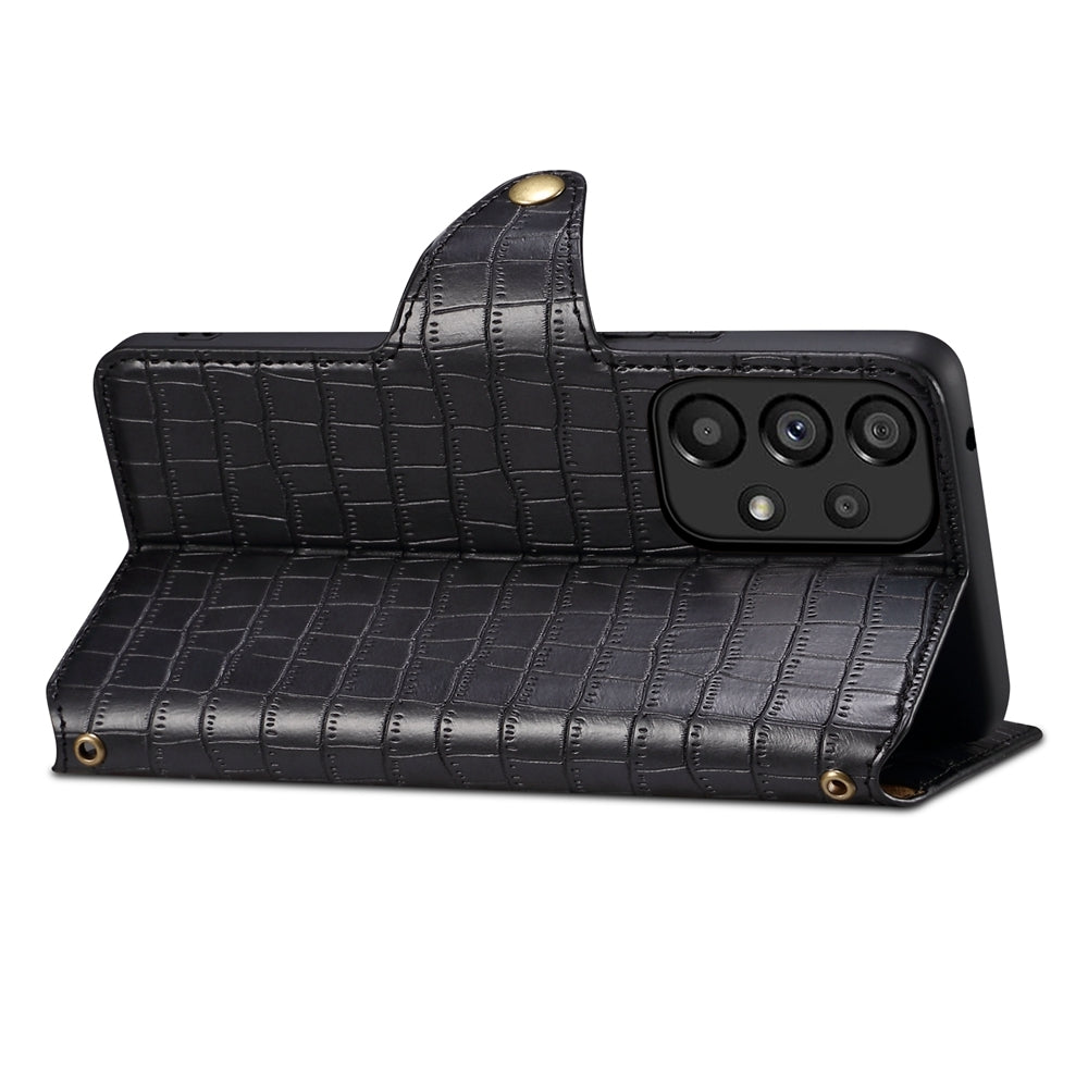 Samsung Galaxy A32 Denior Crocodile Texture Oil Edge Leather Phone Case with Card Wallet and Kickstand