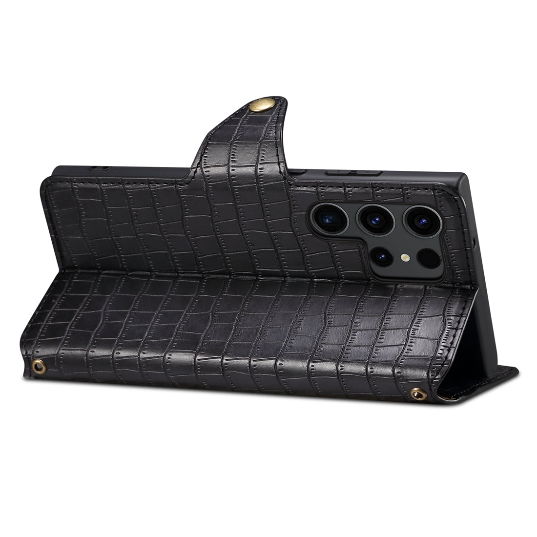 Samsung Galaxy S24+ 5G Denior Crocodile Texture Oil Edge Leather Phone Case with Card Wallet and Kickstand