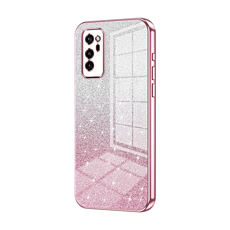 Honor V30 Glitter Powder Electroplated Gradient Phone Case – Fashionable & Luxurious with Anti-Fingerprint Coating, Shock-Absorption, and Lens Protection