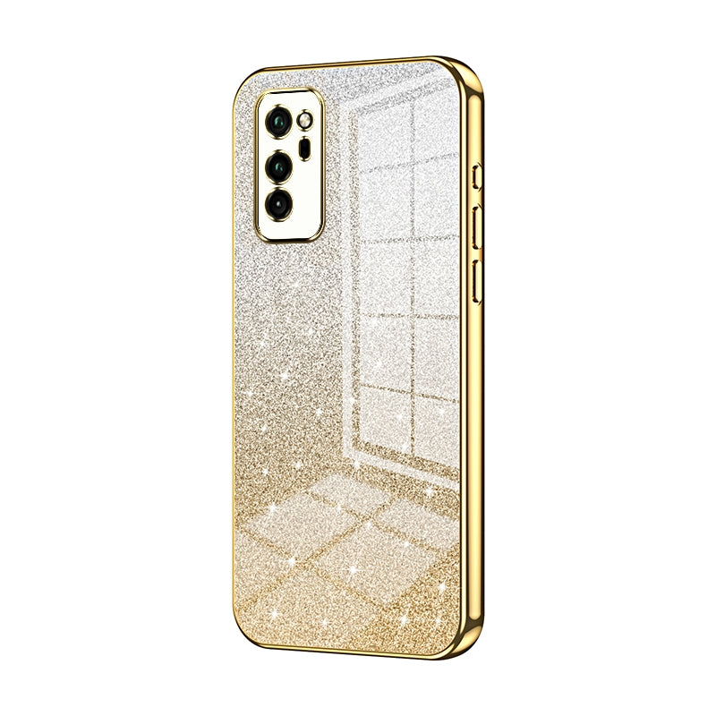 Honor V30 Glitter Powder Electroplated Gradient Phone Case – Fashionable & Luxurious with Anti-Fingerprint Coating, Shock-Absorption, and Lens Protection
