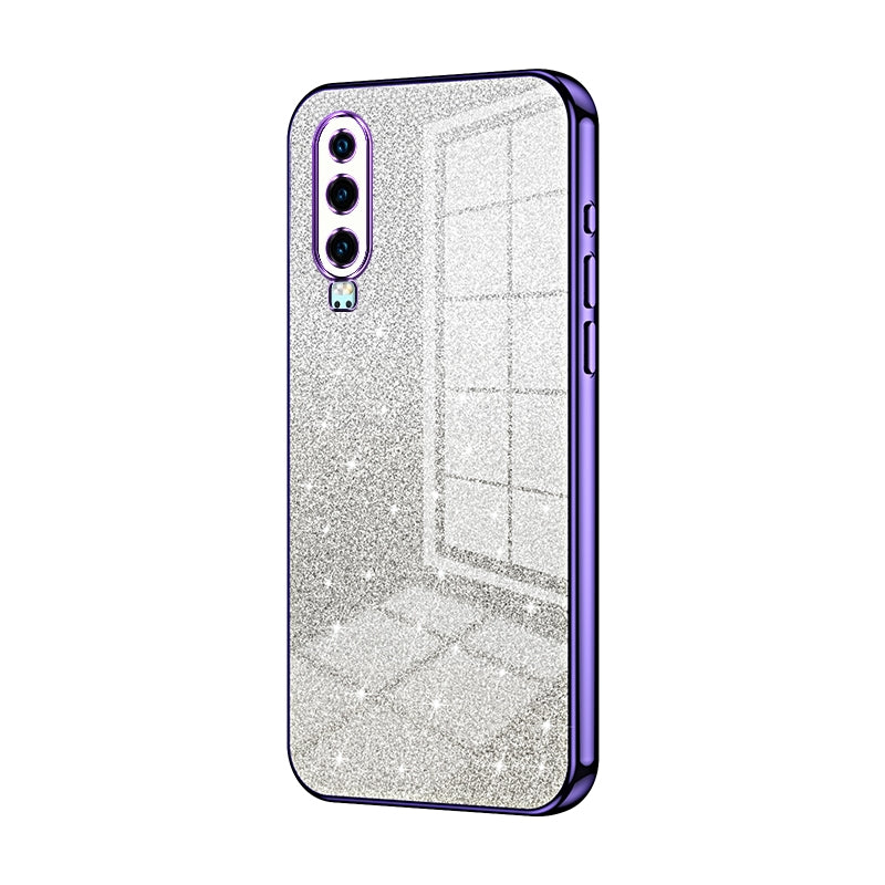 Huawei P30 Glitter Powder Electroplated Gradient Phone Case – Fashionable & Luxurious with Anti-Fingerprint Coating, Shock-Absorption, and Lens Protection