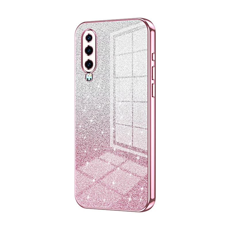 Huawei P30 Glitter Powder Electroplated Gradient Phone Case – Fashionable & Luxurious with Anti-Fingerprint Coating, Shock-Absorption, and Lens Protection