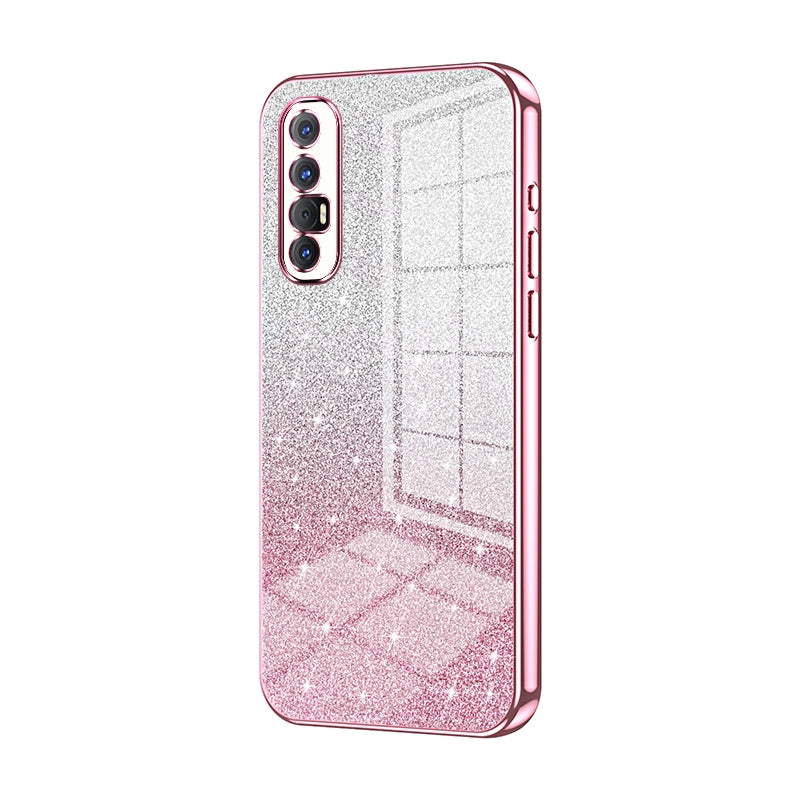 OPPO Reno3 Pro Glitter Powder Electroplated Gradient Phone Case – Fashionable & Luxurious with Anti-Fingerprint Coating, Shock-Absorption, and Lens Protection