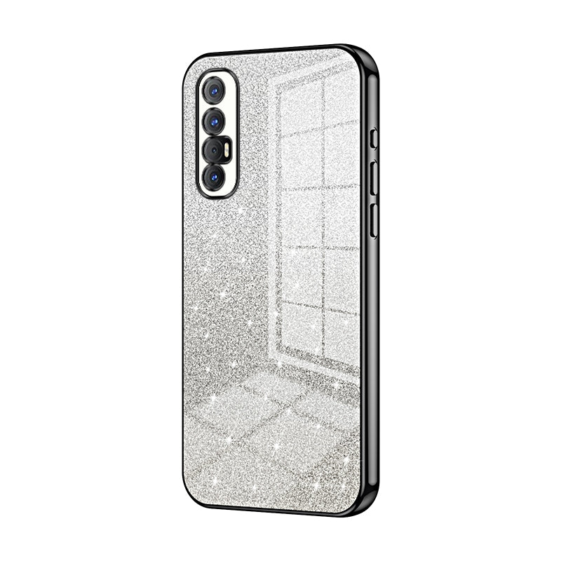 OPPO Reno3 Pro Glitter Powder Electroplated Gradient Phone Case – Fashionable & Luxurious with Anti-Fingerprint Coating, Shock-Absorption, and Lens Protection