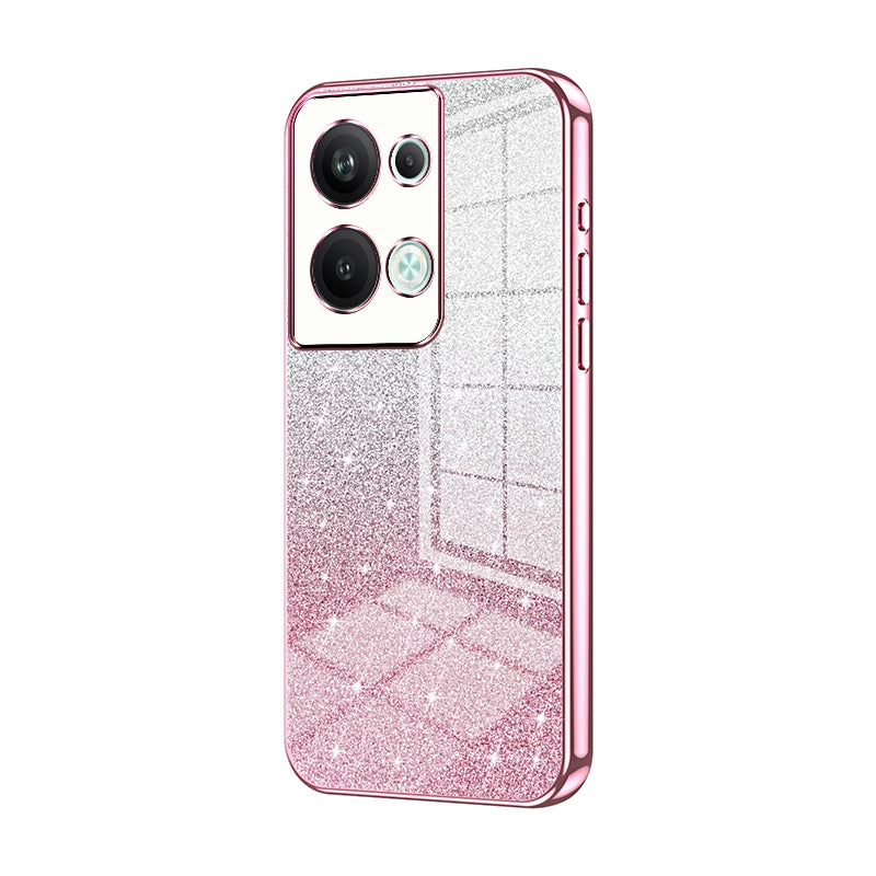 OPPO Reno9 Pro+ Glitter Powder Electroplated Gradient Phone Case – Fashionable & Luxurious with Anti-Fingerprint Coating, Shock-Absorption, and Lens Protection