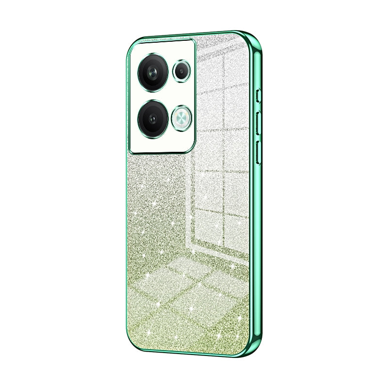 OPPO Reno9 Pro+ Glitter Powder Electroplated Gradient Phone Case – Fashionable & Luxurious with Anti-Fingerprint Coating, Shock-Absorption, and Lens Protection
