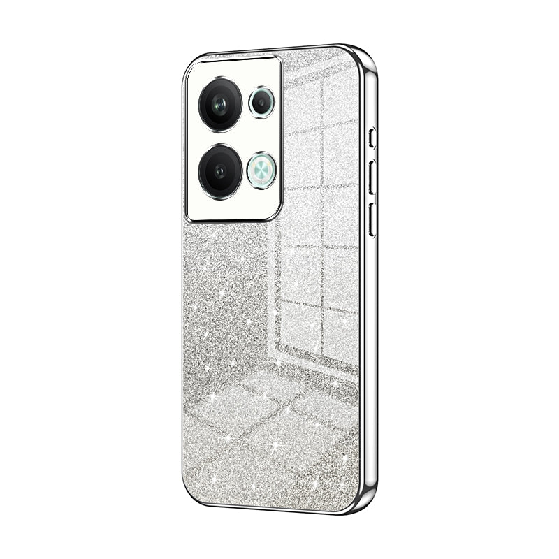OPPO Reno9 Pro+ Glitter Powder Electroplated Gradient Phone Case – Fashionable & Luxurious with Anti-Fingerprint Coating, Shock-Absorption, and Lens Protection