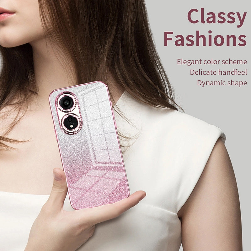 OPPO Reno8 T 5G Glitter Powder Electroplated Gradient Phone Case – Fashionable & Luxurious with Anti-Fingerprint Coating, Shock-Absorption, and Lens Protection