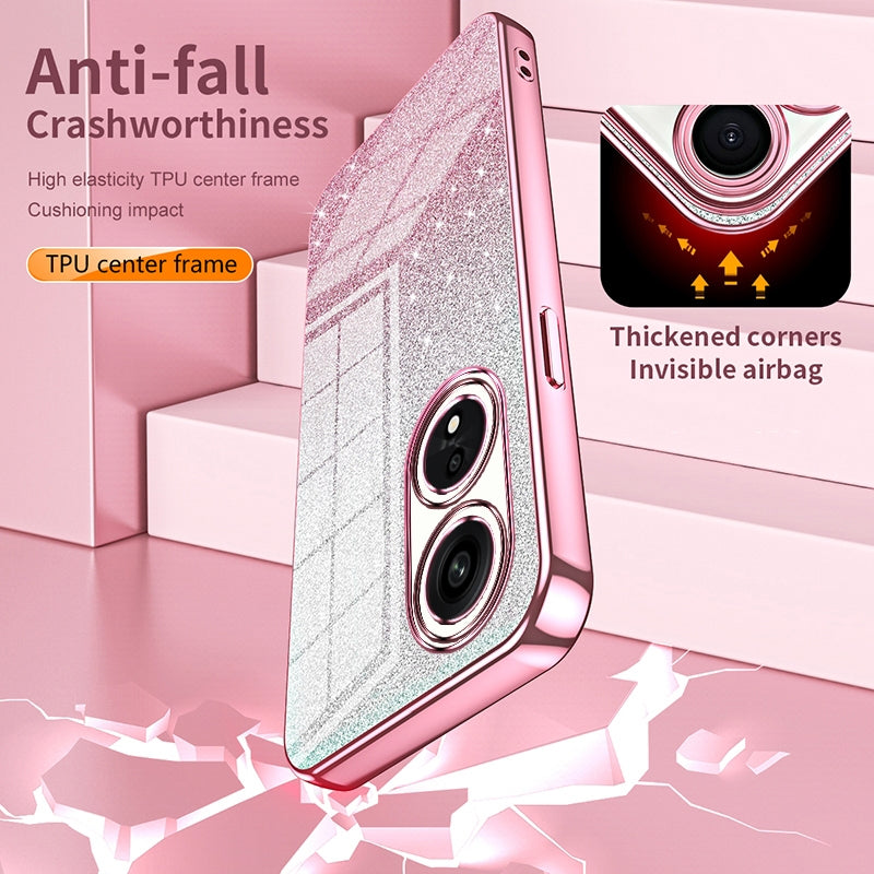 OPPO Reno8 Glitter Powder Electroplated Gradient Phone Case – Fashionable & Luxurious with Anti-Fingerprint Coating, Shock-Absorption, and Lens Protection
