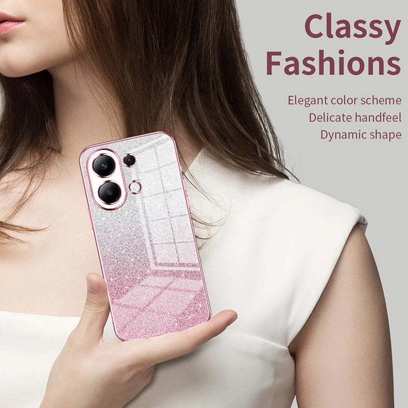 Xiaomi Redmi Note 9 Pro 5G Glitter Powder Electroplated Gradient Phone Case – Fashionable & Luxurious with Anti-Fingerprint Coating, Shock-Absorption, and Lens Protection