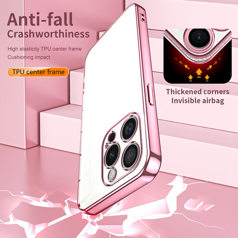 iPhone 16 Pro Transparent Fine Hole Phone Case - Crystal Clear Vacuum Plating, Anti-Fingerprint, Shock-Absorbing TPU Frame