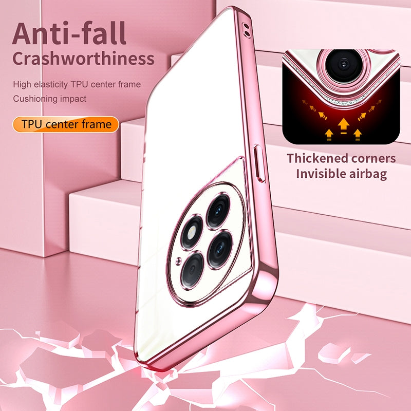 OnePlus Ace 2 Pro Transparent Fine Hole Phone Case - Crystal Clear Vacuum Plating, Anti-Fingerprint, Shock-Absorbing TPU Frame