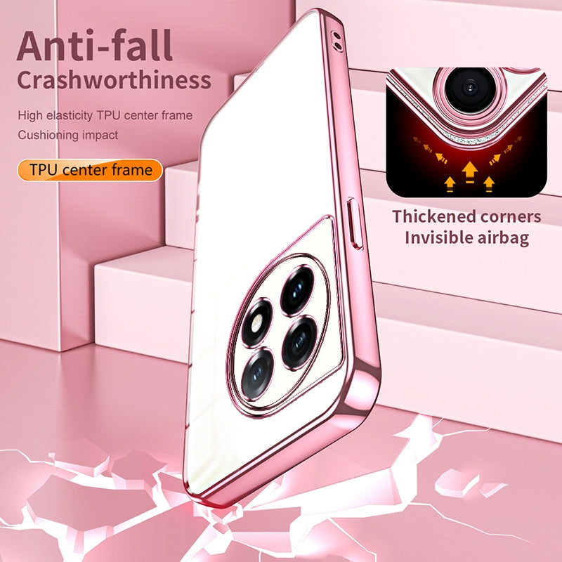 OnePlus 11 Transparent Fine Hole Phone Case - Crystal Clear Vacuum Plating, Anti-Fingerprint, Shock-Absorbing TPU Frame