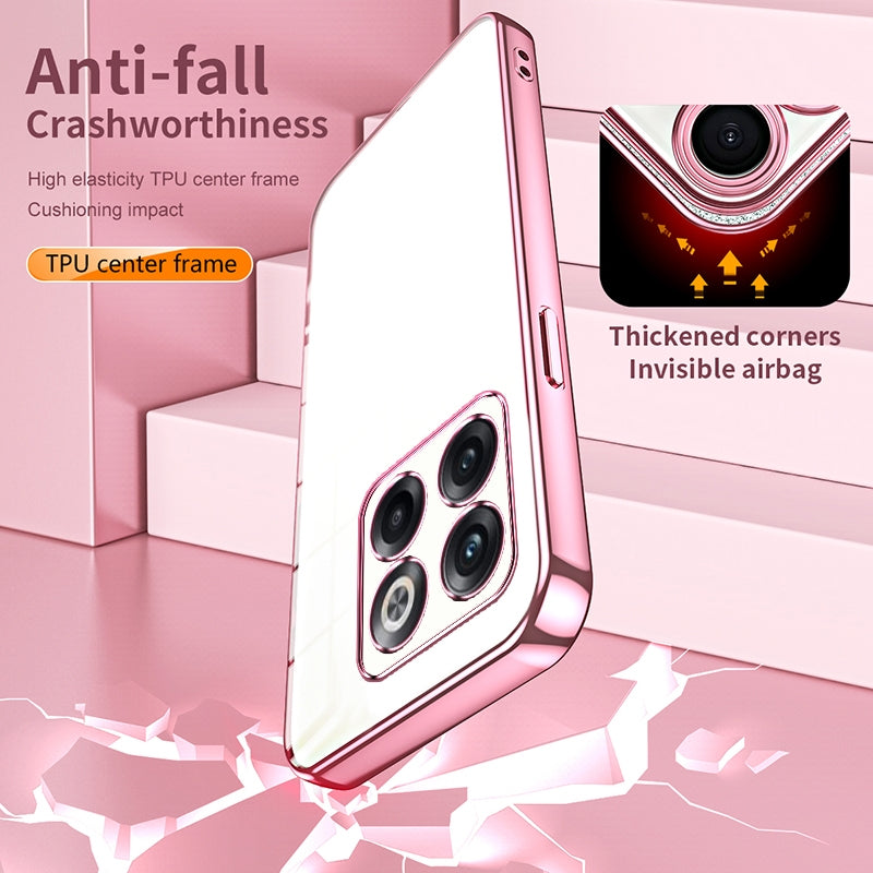 OnePlus 10T Transparent Fine Hole Phone Case - Crystal Clear Vacuum Plating, Anti-Fingerprint, Shock-Absorbing TPU Frame