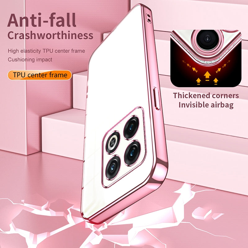 OnePlus 10 Pro Transparent Fine Hole Phone Case - Crystal Clear Vacuum Plating, Anti-Fingerprint, Shock-Absorbing TPU Frame