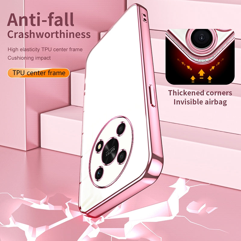 Honor X9 5G Transparent Fine Hole Phone Case - Crystal Clear Vacuum Plating, Anti-Fingerprint, Shock-Absorbing TPU Frame