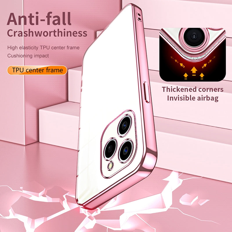 Honor 60 SE Transparent Fine Hole Phone Case - Crystal Clear Vacuum Plating, Anti-Fingerprint, Shock-Absorbing TPU Frame