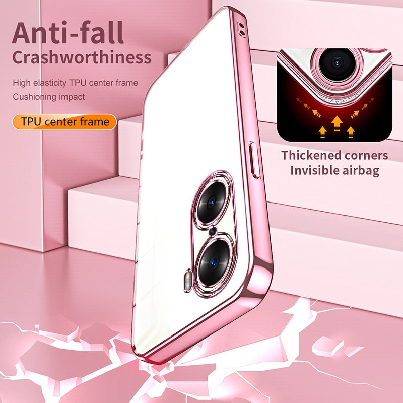 Honor 60 Transparent Fine Hole Phone Case - Crystal Clear Vacuum Plating, Anti-Fingerprint, Shock-Absorbing TPU Frame
