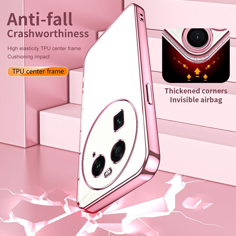 OPPO Find X6 Transparent Fine Hole Phone Case - Crystal Clear Vacuum Plating, Anti-Fingerprint, Shock-Absorbing TPU Frame