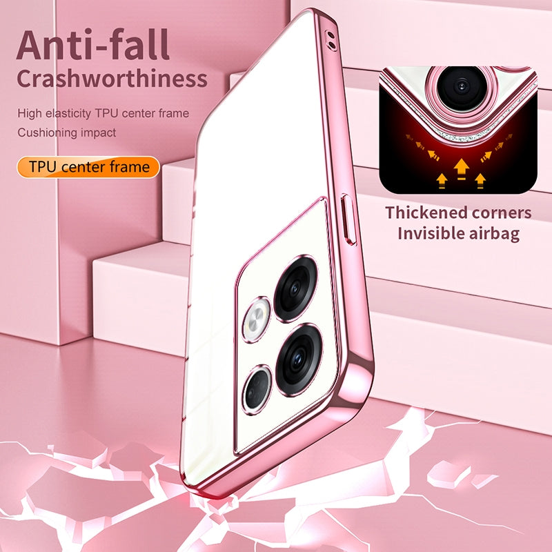 OPPO Reno8 Pro+ Transparent Fine Hole Phone Case - Crystal Clear Vacuum Plating, Anti-Fingerprint, Shock-Absorbing TPU Frame