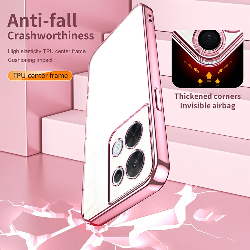 OPPO Reno8 Transparent Fine Hole Phone Case - Crystal Clear Vacuum Plating, Anti-Fingerprint, Shock-Absorbing TPU Frame