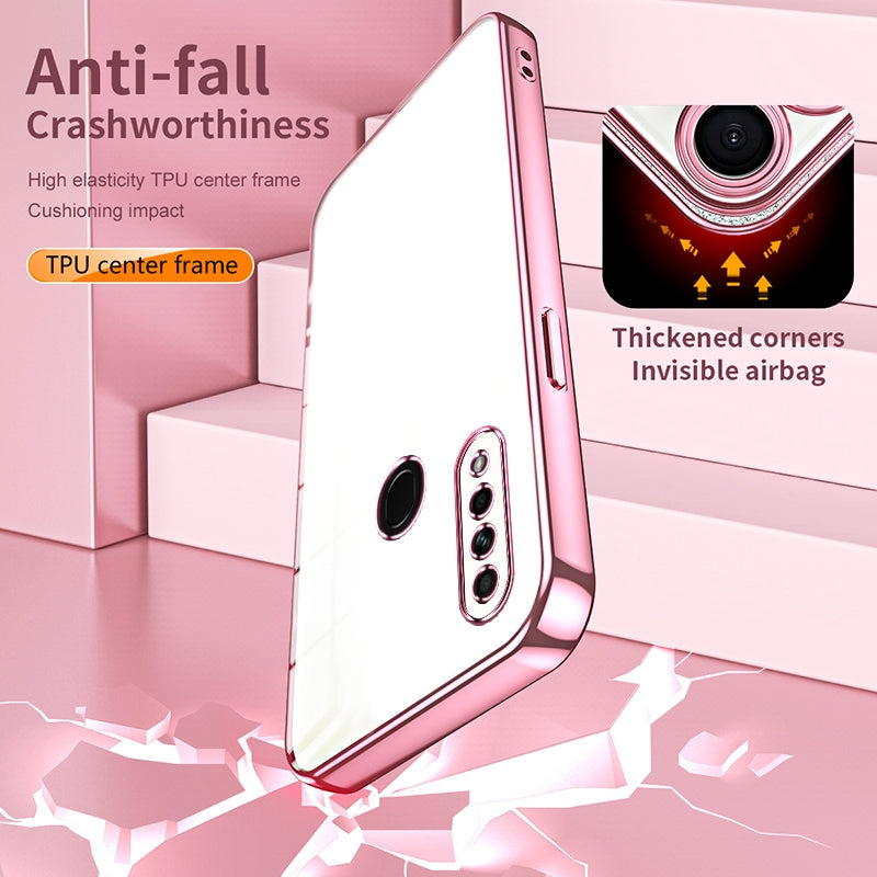 OPPO A31 2020 Transparent Fine Hole Phone Case - Crystal Clear Vacuum Plating, Anti-Fingerprint, Shock-Absorbing TPU Frame