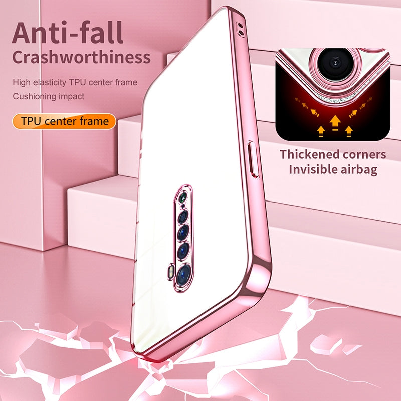 OPPO Reno2 Transparent Fine Hole Phone Case - Crystal Clear Vacuum Plating, Anti-Fingerprint, Shock-Absorbing TPU Frame