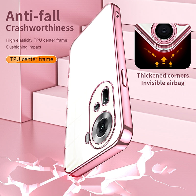 OPPO Reno11 Global Transparent Fine Hole Phone Case - Crystal Clear Vacuum Plating, Anti-Fingerprint, Shock-Absorbing TPU Frame