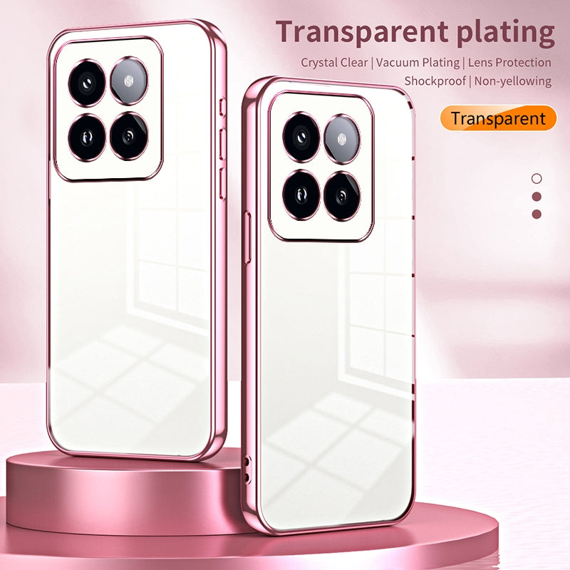 Xiaomi 14 Pro Transparent Fine Hole Phone Case - Crystal Clear Vacuum Plating, Anti-Fingerprint, Shock-Absorbing TPU Frame