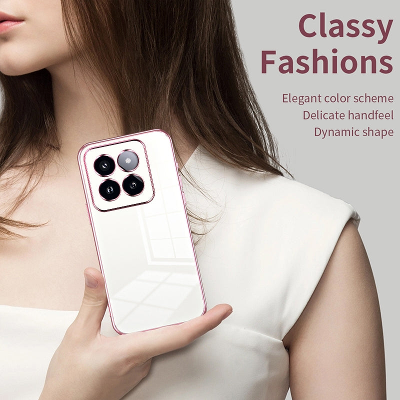 Xiaomi 14 Pro Transparent Fine Hole Phone Case - Crystal Clear Vacuum Plating, Anti-Fingerprint, Shock-Absorbing TPU Frame