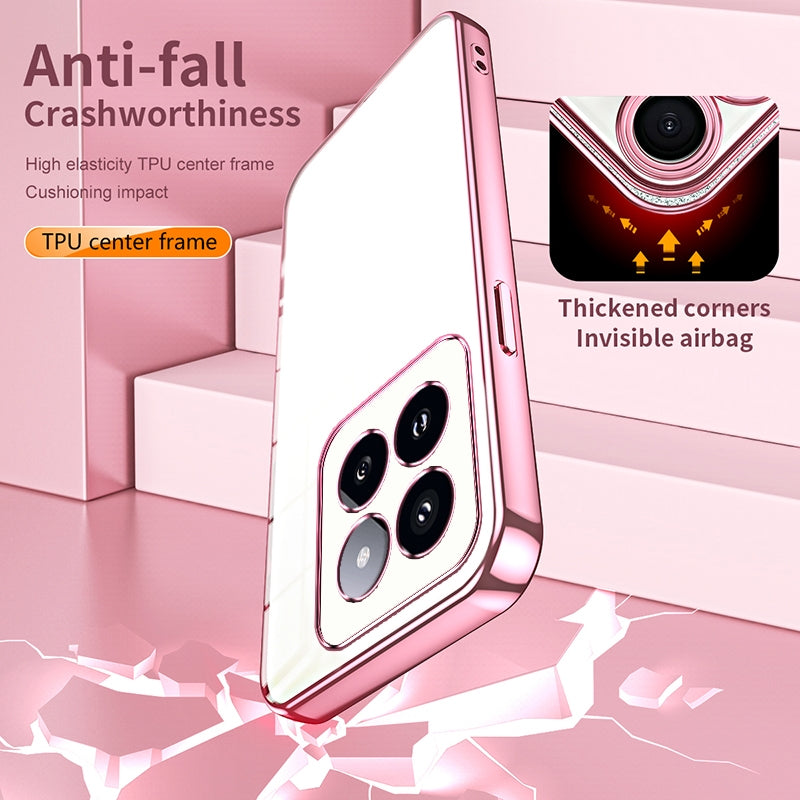 Xiaomi 14 Pro Transparent Fine Hole Phone Case - Crystal Clear Vacuum Plating, Anti-Fingerprint, Shock-Absorbing TPU Frame