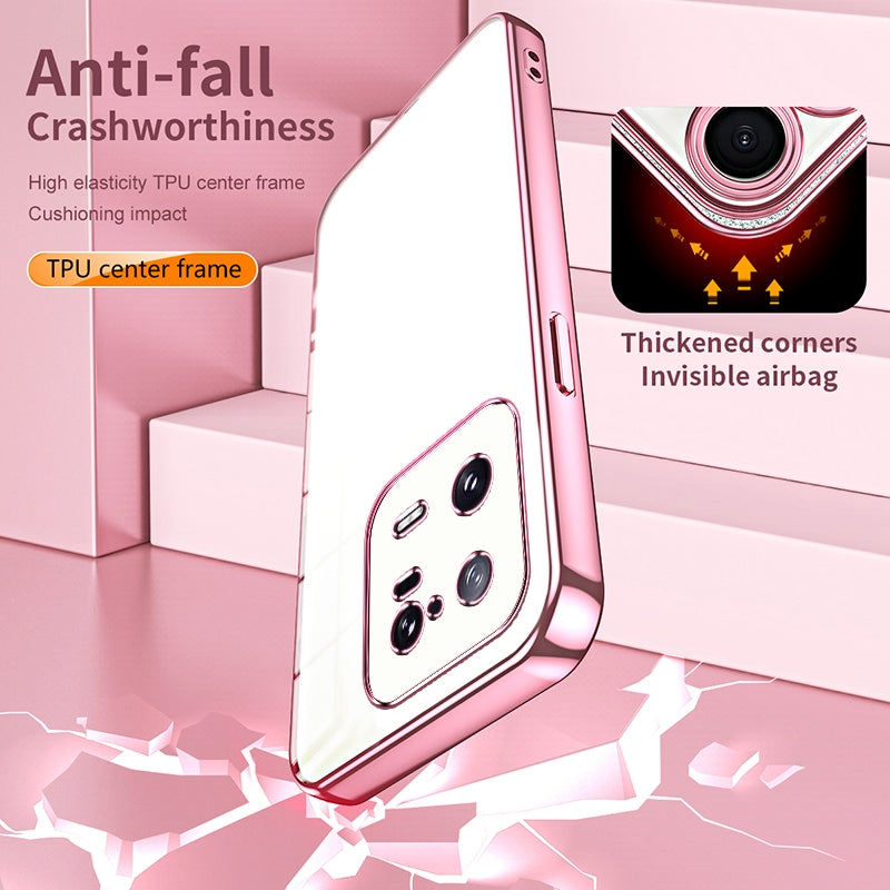 Xiaomi 13 Pro Transparent Fine Hole Phone Case - Crystal Clear Vacuum Plating, Anti-Fingerprint, Shock-Absorbing TPU Frame