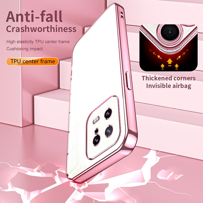 Xiaomi 13 Transparent Fine Hole Phone Case - Crystal Clear Vacuum Plating, Anti-Fingerprint, Shock-Absorbing TPU Frame