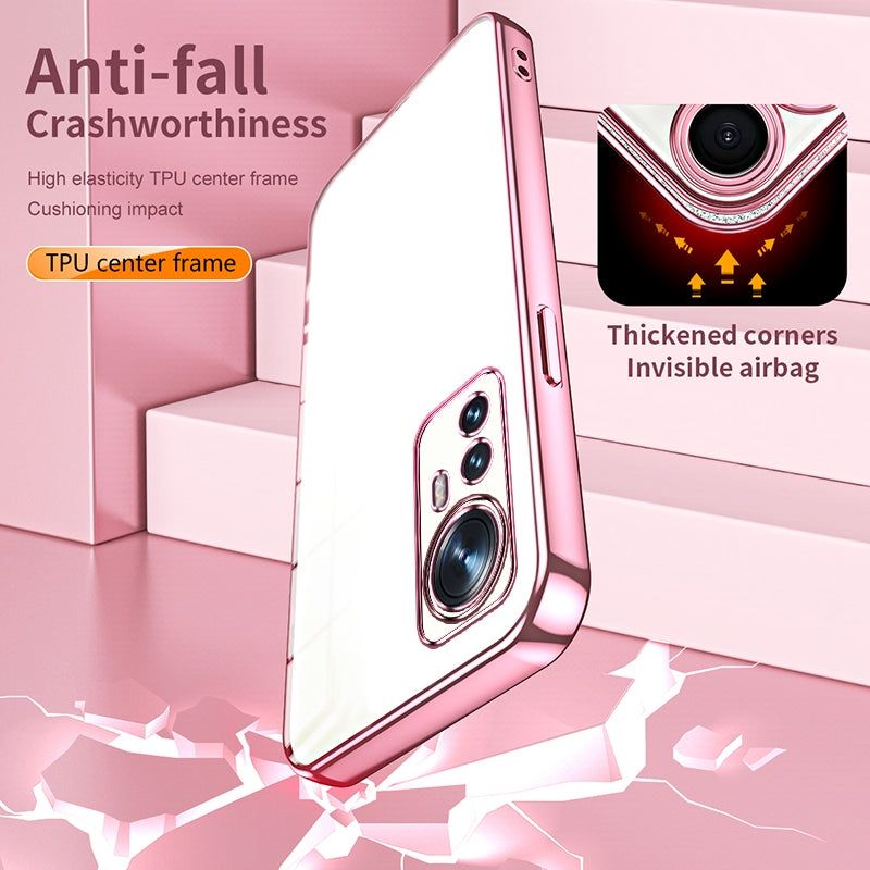 Xiaomi 12 Transparent Fine Hole Phone Case - Crystal Clear Vacuum Plating, Anti-Fingerprint, Shock-Absorbing TPU Frame