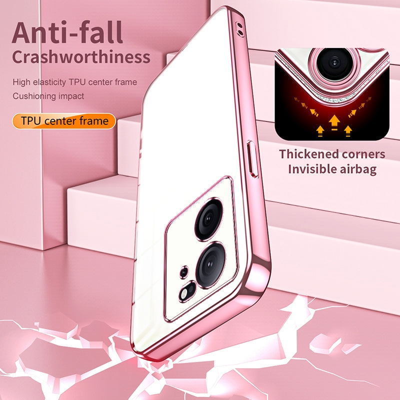 Xiaomi 13T Transparent Fine Hole Phone Case - Crystal Clear Vacuum Plating, Anti-Fingerprint, Shock-Absorbing TPU Frame