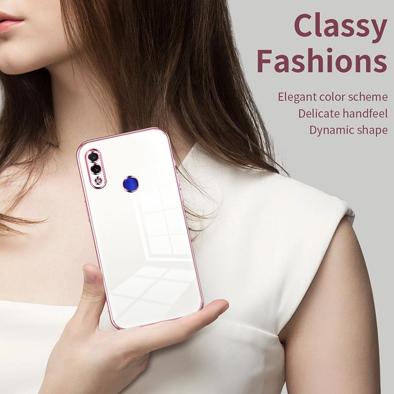 Xiaomi Redmi Note 7 Transparent Fine Hole Phone Case - Crystal Clear Vacuum Plating, Anti-Fingerprint, Shock-Absorbing TPU Frame