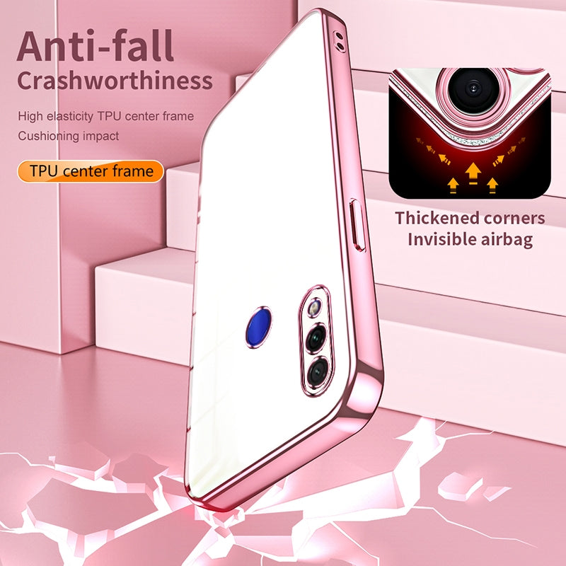 Xiaomi Redmi Note 7 Transparent Fine Hole Phone Case - Crystal Clear Vacuum Plating, Anti-Fingerprint, Shock-Absorbing TPU Frame
